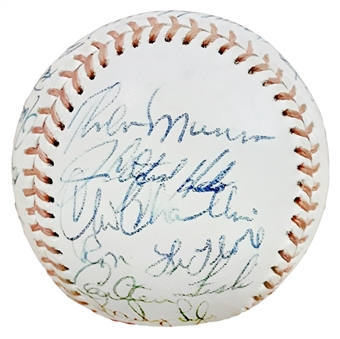 1976 American League All-Stars Multi Signed ONL Feeney Baseball With 23 Signatures Including Munson, Fisk, & Hunter (Beckett)